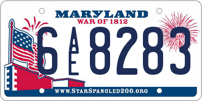 MD license plate 6AE8283