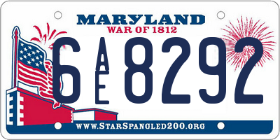 MD license plate 6AE8292