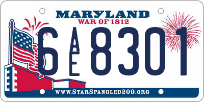MD license plate 6AE8301