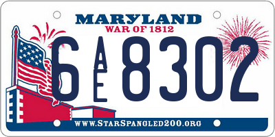 MD license plate 6AE8302