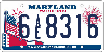 MD license plate 6AE8316