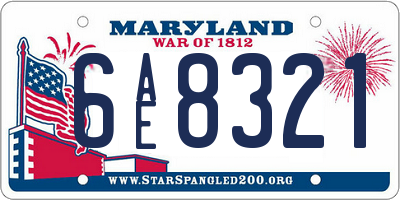 MD license plate 6AE8321
