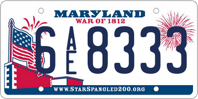 MD license plate 6AE8333