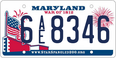 MD license plate 6AE8346