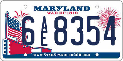 MD license plate 6AE8354