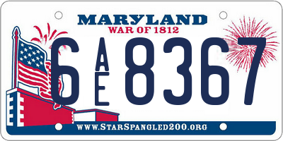 MD license plate 6AE8367