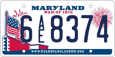 MD license plate 6AE8374