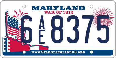 MD license plate 6AE8375