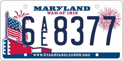 MD license plate 6AE8377