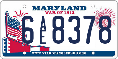 MD license plate 6AE8378