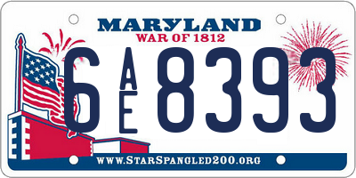 MD license plate 6AE8393