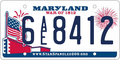 MD license plate 6AE8412