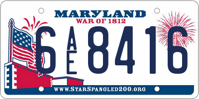 MD license plate 6AE8416