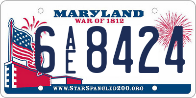 MD license plate 6AE8424