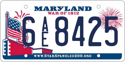 MD license plate 6AE8425