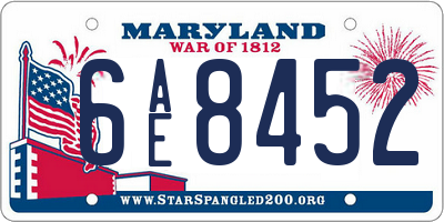 MD license plate 6AE8452