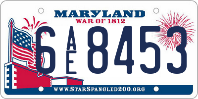 MD license plate 6AE8453