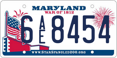 MD license plate 6AE8454