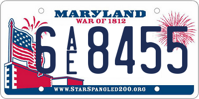 MD license plate 6AE8455