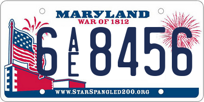 MD license plate 6AE8456