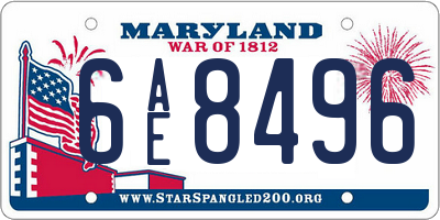 MD license plate 6AE8496