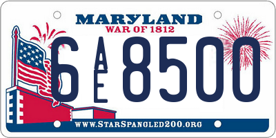 MD license plate 6AE8500