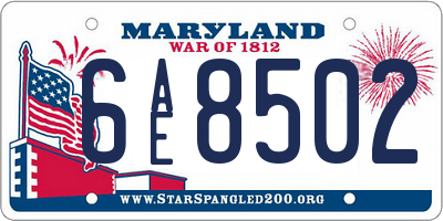 MD license plate 6AE8502