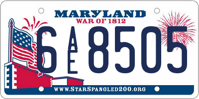 MD license plate 6AE8505
