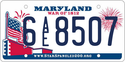 MD license plate 6AE8507