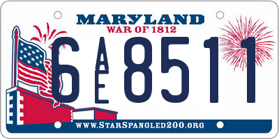 MD license plate 6AE8511