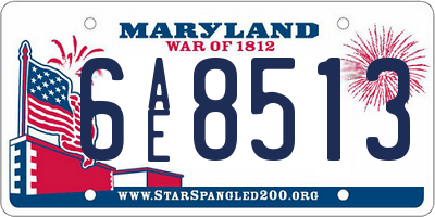 MD license plate 6AE8513