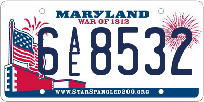 MD license plate 6AE8532