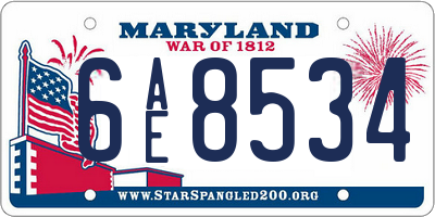 MD license plate 6AE8534