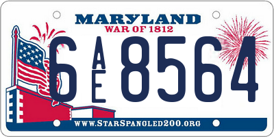 MD license plate 6AE8564