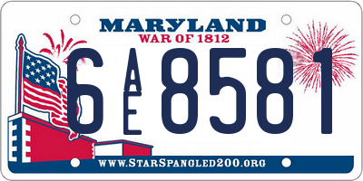 MD license plate 6AE8581