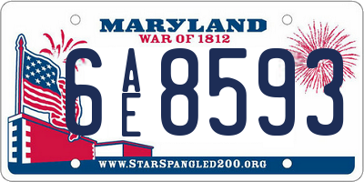 MD license plate 6AE8593