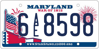 MD license plate 6AE8598
