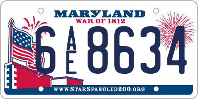 MD license plate 6AE8634