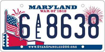 MD license plate 6AE8638