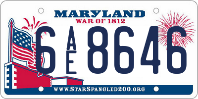 MD license plate 6AE8646