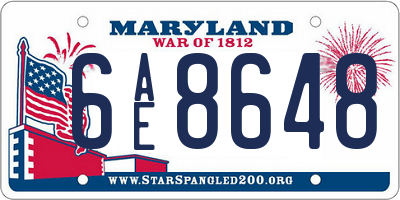 MD license plate 6AE8648