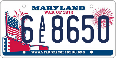 MD license plate 6AE8650