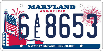 MD license plate 6AE8653
