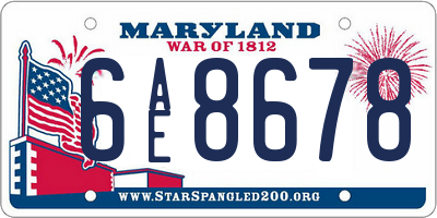 MD license plate 6AE8678