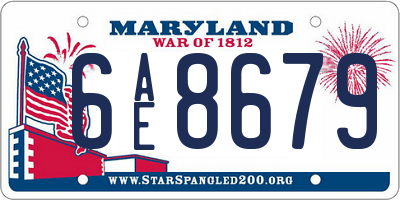 MD license plate 6AE8679