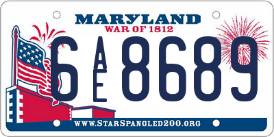 MD license plate 6AE8689