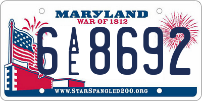 MD license plate 6AE8692