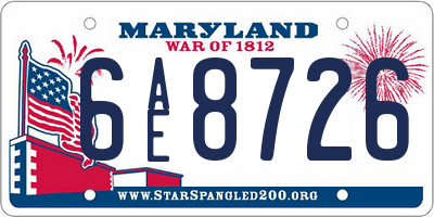 MD license plate 6AE8726