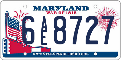 MD license plate 6AE8727