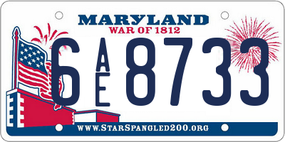 MD license plate 6AE8733
